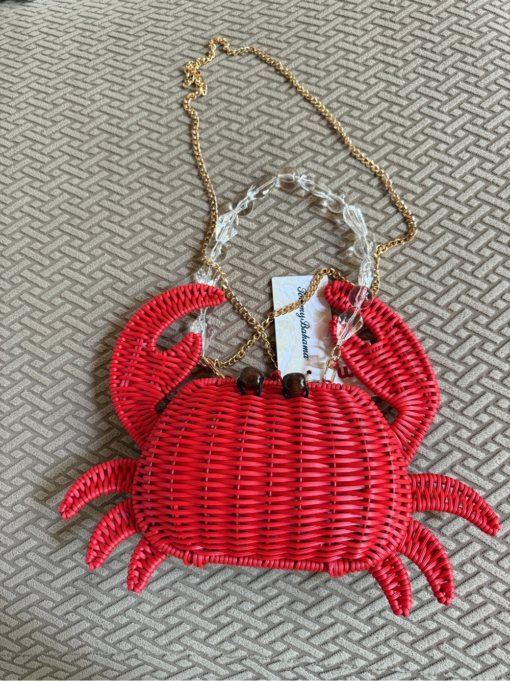 Tommy Bahama Red Crab Wicker Wristlet Bag NWT - Picture 3 of 5